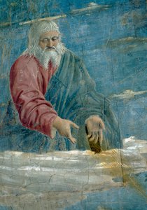 Die Legende vom Wahren Kreuz, die Verkündigung (Detail) von Piero della Francesca