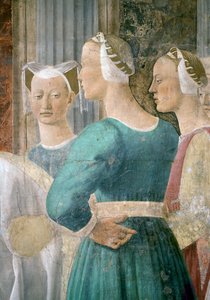 Die Legende vom Wahren Kreuz, die Königin von Saba verehrt das Holz des Kreuzes (Detail)