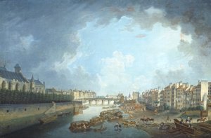 Das Erzbistum, Tournelle-Brücke und Port Saint-Bernard vom Rathaus in Paris aus gesehen, von Pierre Antoine Demachy von Pierre Antoine Demachy