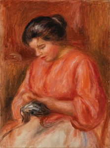 Mädchen beim Stopfen von Pierre-Auguste Renoir