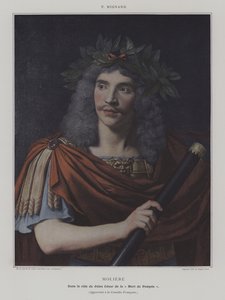 Molière in der Rolle von Julius Caesar in Der Tod des Pompeius von Pierre (after) Mignard