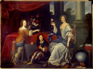 Porträt von Louise Francoise de la Baume le Blanc, Herzogin de la Valliere (Madame de La Valliere) (1644-1710), Favoritin von Ludwig XIV. und ihre Kinder Mademoiselle de Blois und der Graf von Vermandois