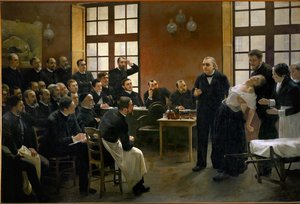 Eine Lektion über Hysterie von Jean Martin Charcot, Pionier der Neurologie, im Krankenhaus La Salpêtrière
