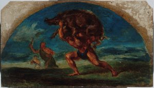 Skizze für den Salon de la Paix des Hôtel de Ville de Paris: Herkules und der Erymanthische Eber, nach Delacroix, zwischen 1852 und 1854 von Pierre Andrieu