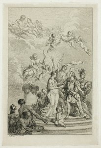 Allegorie der Hochzeit des Dauphin Louis mit der Infantin Maria Theresa von Spanien von Pierre Antoine Baudouin
