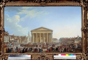 Zeremonie der Grundsteinlegung der neuen Kirche Saint Genevieve am 6/09/1764