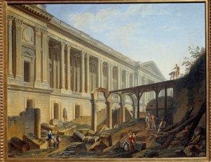 Freilegung der Kolonnade des Louvre. Arbeiten durchgeführt von Jacques Germain Soufflot. Gemälde von Pierre Demachy von Pierre Antoine Demachy
