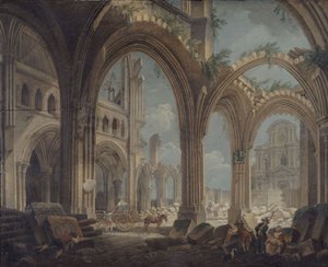 Abriss der Kirche Saint-Jean-en-Greve, ca. 1800 (Öl auf Leinwand) von Pierre Antoine Demachy