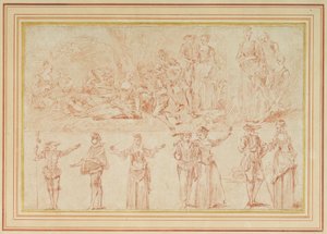 Zwei Fêtes galantes und Studien einzelner Figuren und Paare von Pierre Antoine Quillard