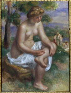Badende, die in einer Landschaft sitzt, genannt Eurydike von Pierre Auguste Renoir