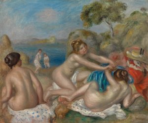 Badende spielen mit einer Krabbe, ca. 1897 von Pierre Auguste Renoir
