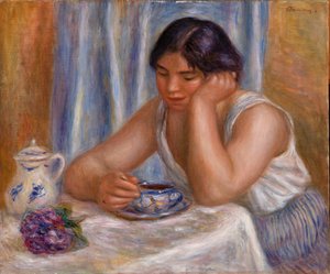 Tasse Schokolade (Femme prenant du chocolat) von Pierre Auguste Renoir