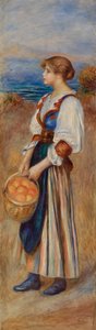 Mädchen mit Korb voller Orangen