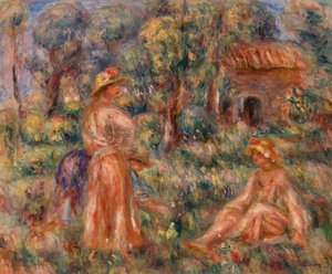 Mädchen in einer Landschaft von Pierre Auguste Renoir
