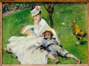 Madame Claude Monet mit ihrem Sohn Jean im Garten in Argenteuil von Pierre Auguste Renoir