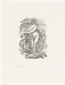 Nackte Frau steht neben Weinstock von Pierre Auguste Renoir