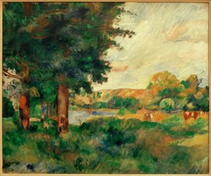 Landschaft der Île-de-France mit großen Bäumen von Pierre Auguste Renoir