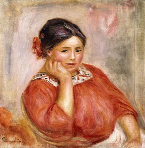 Porträt von Gabrielle in einer roten Bluse, 1896 von Pierre Auguste Renoir