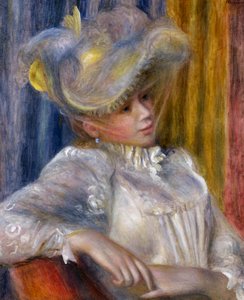 Frau mit Hut, 1891 von Pierre Auguste Renoir