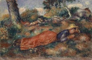 Junge Frau im Gras liegend von Pierre Auguste Renoir