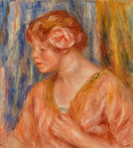 Junge Frau mit Rose von Pierre Auguste Renoir