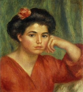 Junge Frau mit einer Rose; Jeune Fille a la Rose, 1907 von Pierre Auguste Renoir