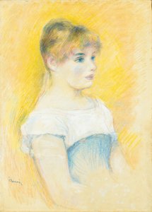Junges Mädchen im blauen Korsett von Pierre Auguste Renoir