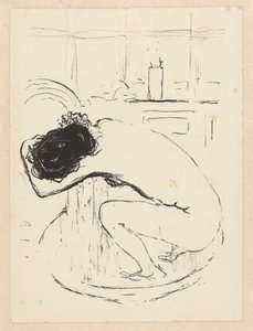 Nackte Frau hockt in einer Wanne und wäscht sich von Pierre Bonnard