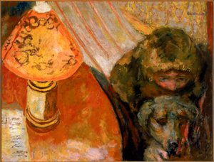 Gemälde eines von Lampenlicht erleuchteten Innenraums von Pierre Bonnard