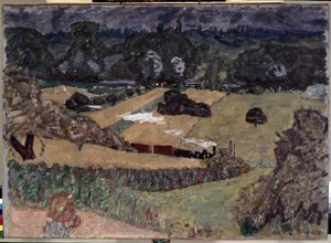 Landschaft mit Güterzug