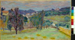 Violette Landschaft am Abend