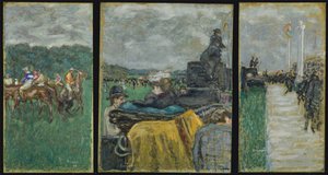 Die Rennbahn von Longchamp Les courses à Longchamp. Triptychon, 1897 von Pierre Bonnard