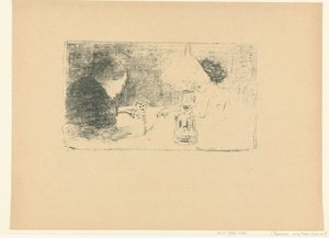 Zwei Kartenspieler bei Lampe am Tisch von Pierre Bonnard