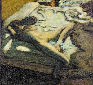 Frau, die auf einem Bett liegt, oder Die faule Frau von Pierre Bonnard