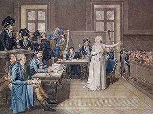 Marie Antoinette von Österreich (1755-93) vor dem Revolutionstribunal, 16. Oktober 1793, graviert von Casenave, 1794