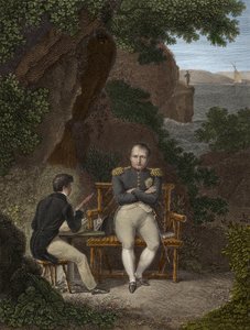 NAPOLEON I (1769-1821) im Exil auf St. Helena - Napoleon diktiert seine Memoiren an Emmanuel Pons de Las Cases (1800-1854), Sohn von Emmanuel de Las Cases von Pierre Charles Bacquoy