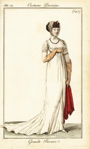 Frau in Abendgarderobe, gezeichnet in der Oper, Paris von Pierre Charles Baquoy