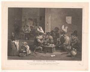 Rauchende und trinkende Affen in einer Herberge