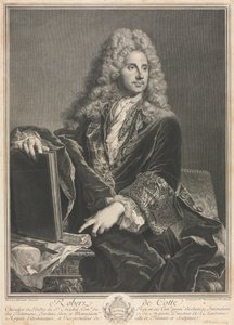 Porträt von Robert de Cotte von Pierre Drevet