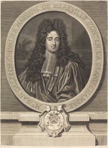 Jean Delpech, Marquis de Méréville von Pierre Drevet after Nicolas de Largillierre
