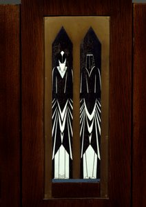 Jugendstil: Stützkabinett aus Eiche, Metall und Elfenbein