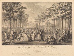 Der Spaziergang auf den Pariser Stadtmauern von Pierre Francois Courtois after Augustin de Saint Aubin