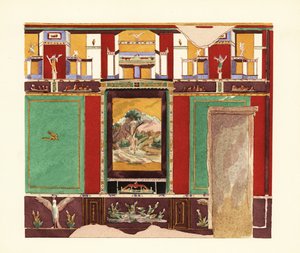 Speisesaal im Casa di Orfeo oder Haus des Orpheus, Pompeji von Pierre Gusman