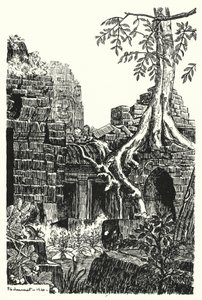 Ein innerer Hof, Bayon (Gravur) von Pierre Jeannerat de Beerski
