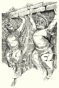 Garudas, Elefantenterrasse (Gravur) von Pierre Jeannerat de Beerski