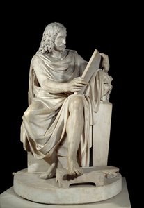Der französische Maler Nicolas Poussin. Marmorskulptur von Pierre Julien von Pierre Julien