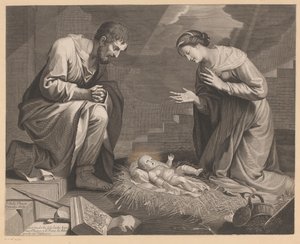 Maria und Josef in Anbetung vor dem Christuskind