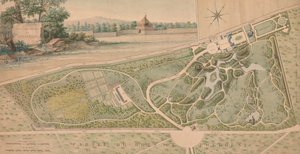 Plan für den Garten des Château de Bagatelle, 1817 von Pierre Lapie