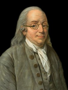 Porträt von Benjamin Franklin (1706-1790), amerikanischer Physiker, Philosoph und Politiker - Gravur von Pierre Michel Alix