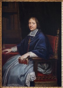 Porträt von Jacques Benigne (Jacques-Benigne) Bossuet (1627-1704), während seiner ersten Ernennung zum Bischof von Condom (Gers), in seiner Bibliothek. Gemälde von Pierre Mignard (1612-1695), Öl auf Leinwand von Pierre Mignard